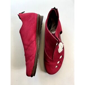 Arche LN Archette‎ Women's 37 US 6 Laser Cut Leather Flats with Zippers Red